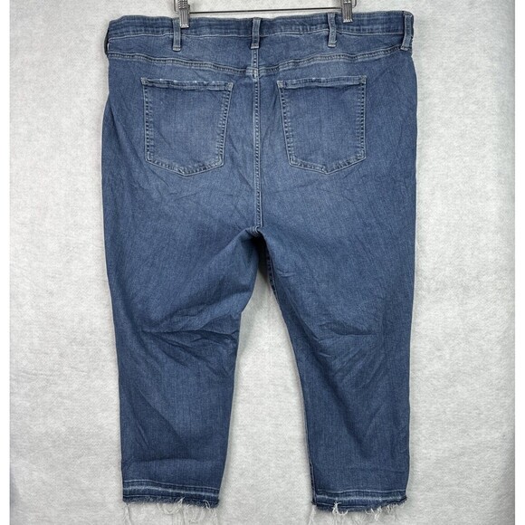 TORRID Sky High Skinny Crop Distressed Jeans‎ Womens Plus Size 26 Blue Raw Hem - Picture 6 of 15